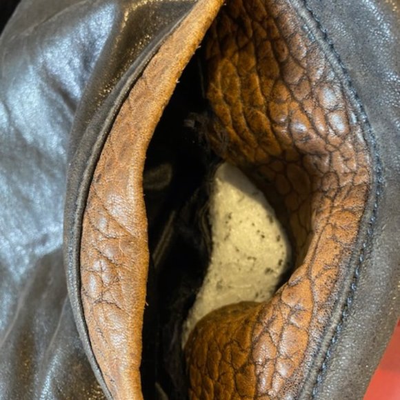 Vintage 80's Fog City Leather Two Tone Black/Brown Bomber Jacket  -Large - Picture 13 of 14